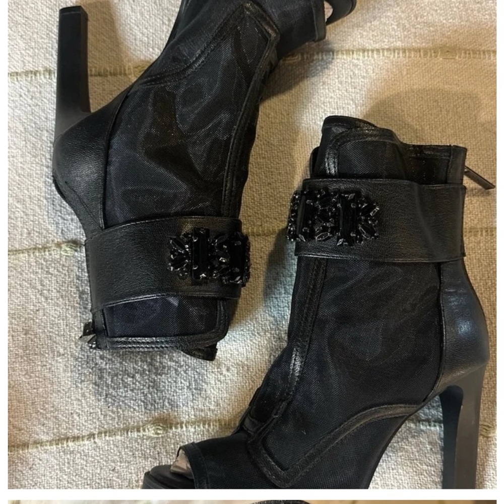NEW Size 5.5M Karl Lagerfeld Paris Sequin Mesh High Heel Booties
